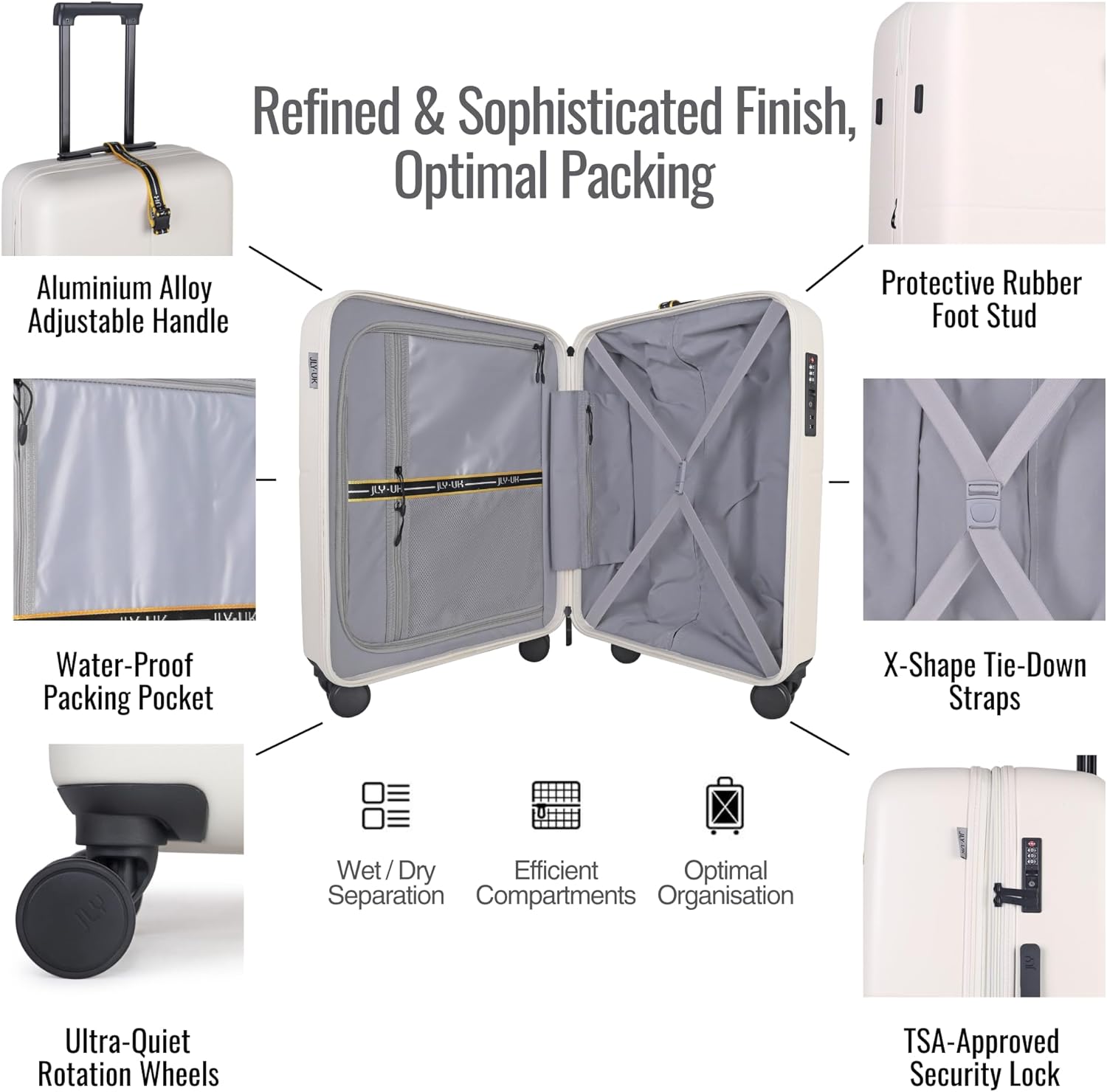 Thumbnail 1 de JLY Small Cabin Suitcase: Lightweight 55cm Hard Shell Carry-On with TSA Lock