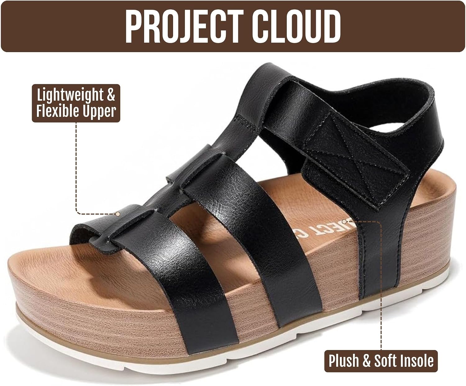 Detalle de Project Cloud Women’s Platform Wedge Sandals with Adjustable Straps