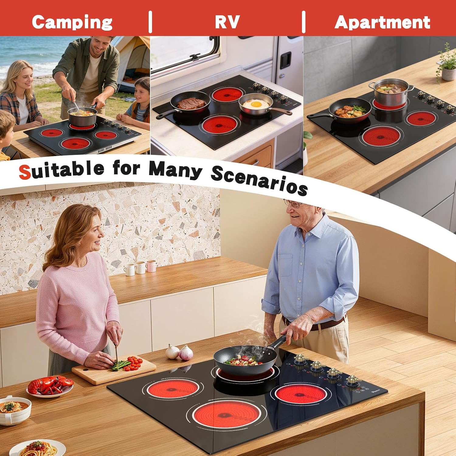 Thumbnail 6 de Disaenvir DSC-D460100 24-Inch Electric Cooktop, 4 Burners, 9 Power Levels
