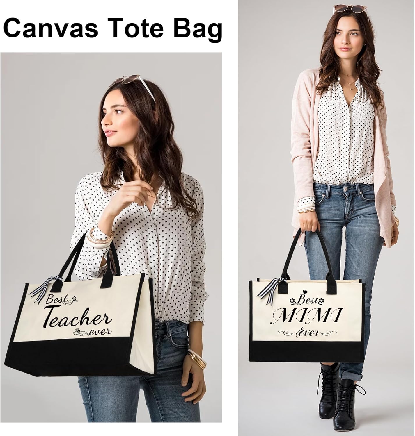 Thumbnail 1 de shenee Initial Canvas Tote Bag: Personalized Beach Tote for Women