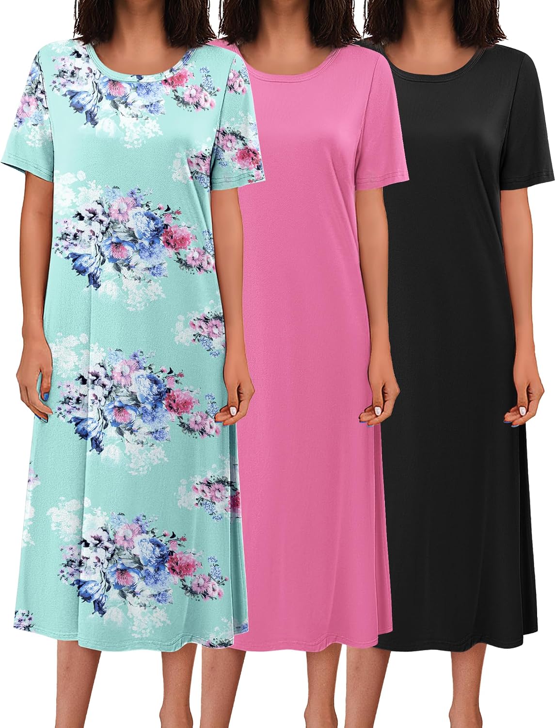 Detalle de Ekouaer Women's Nightgowns, 3-Pack
