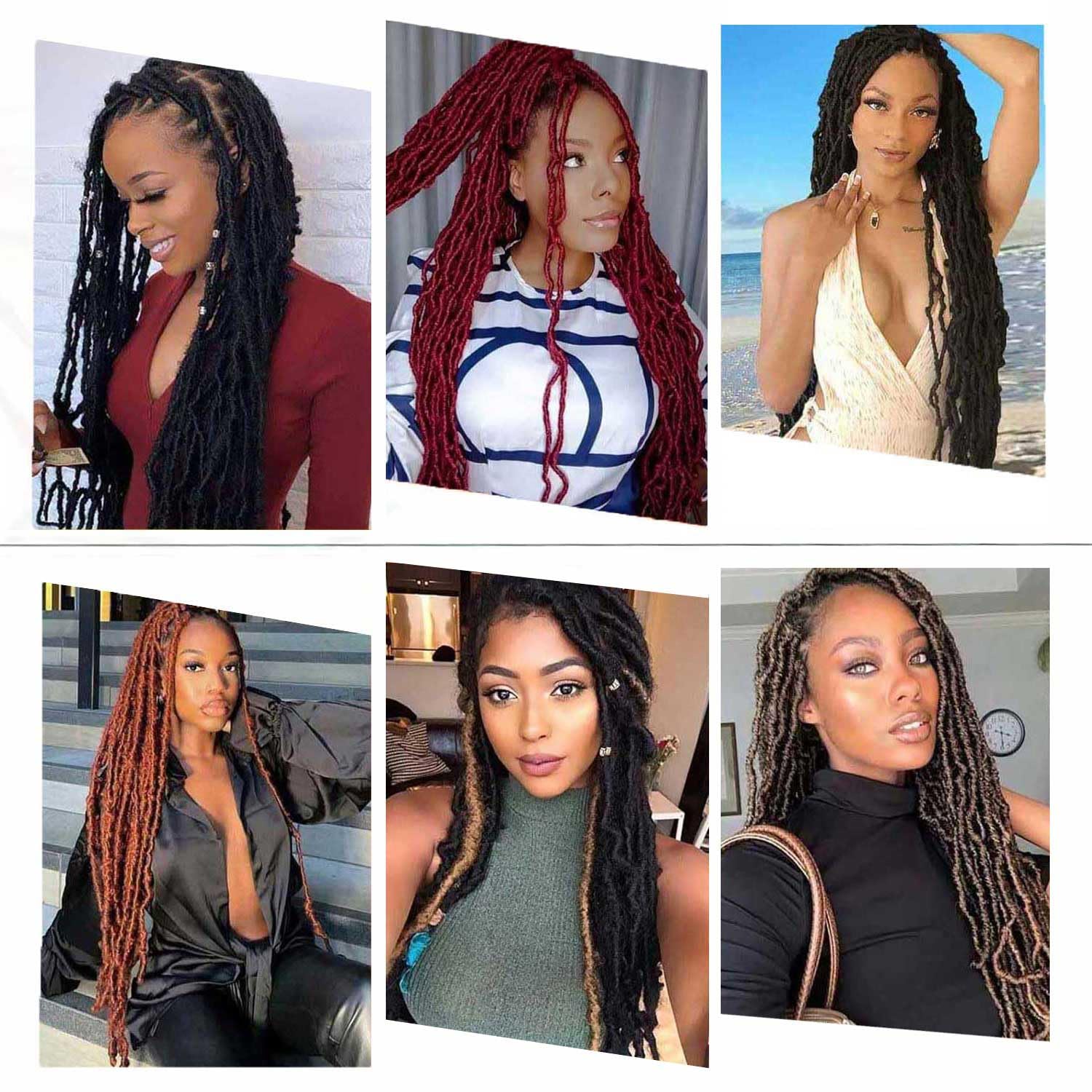 Thumbnail 6 de 6-Pack Soft Locs Crochet Hair Pre-Looped Faux Locs (18 Inch) — Goddess Curly/Wavy Crochet Locs