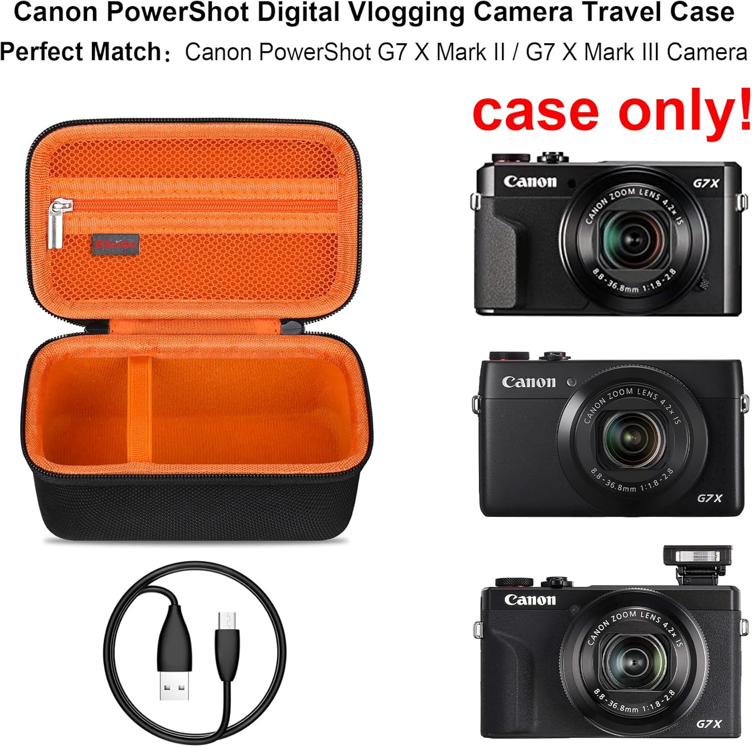 Detalle 2 de Elonbo Carrying Case for Canon PowerShot G7 X Mark III 1 bag