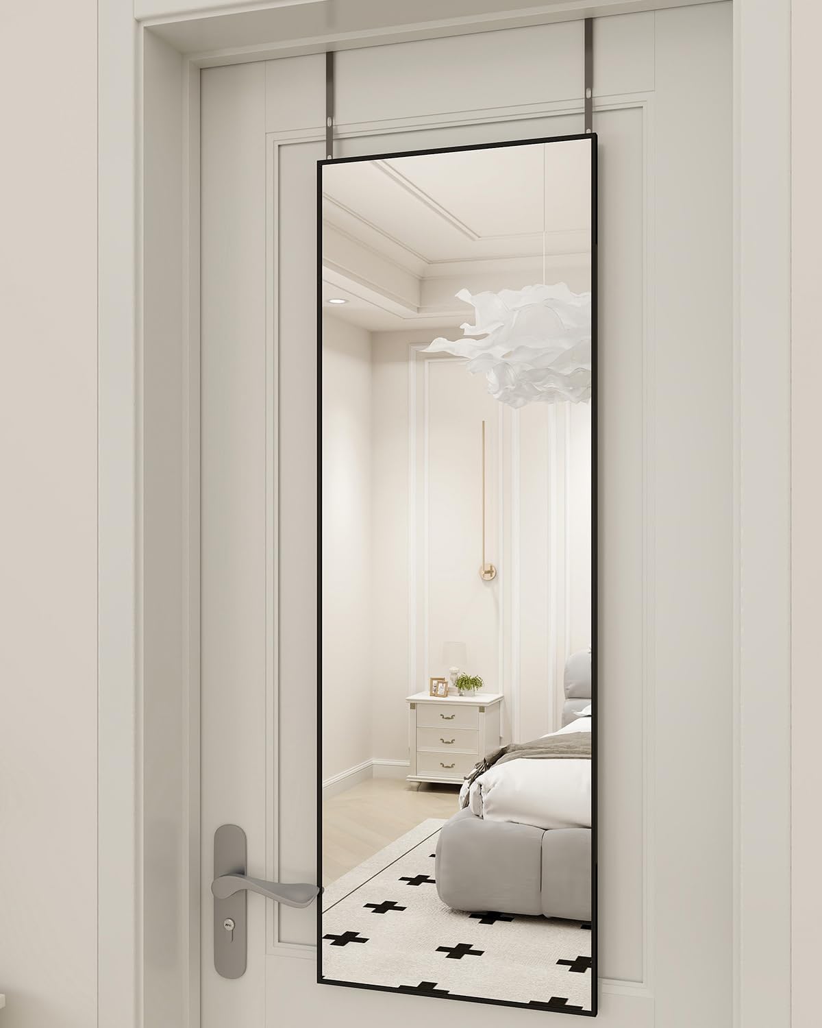 Detalle de BEAUTYPEAK Full-Length Mirror, 16" x 50", Black Aluminium Frame