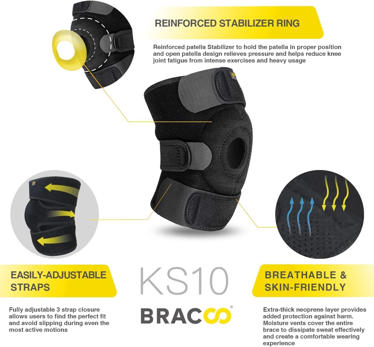 Thumbnail 1 de Bracoo KS10 ginocchiera ortopedica regolabile in neoprene per sport e uso quotidiano