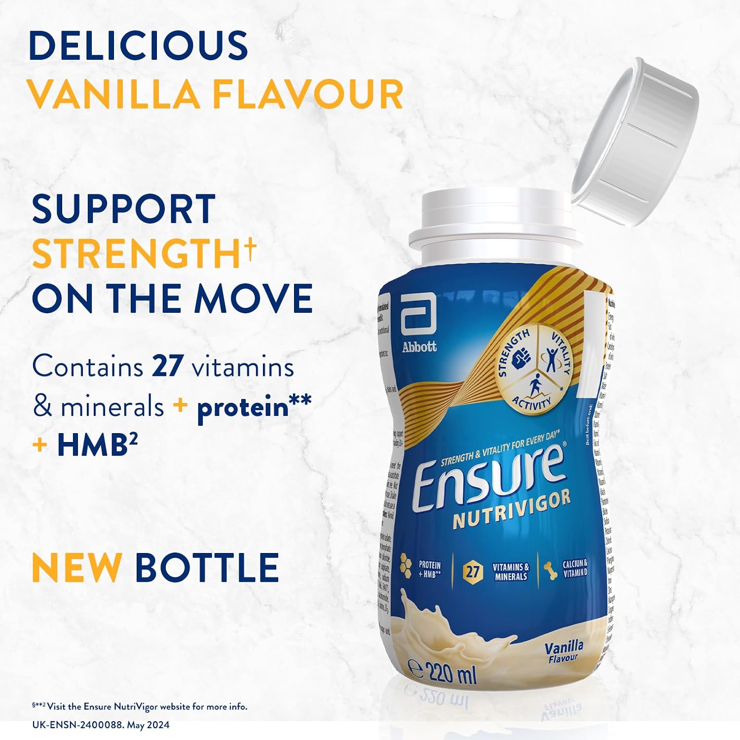 Detalle de Ensure NutriVigor Vanilla Shake – 8x220ml nutritional supplement