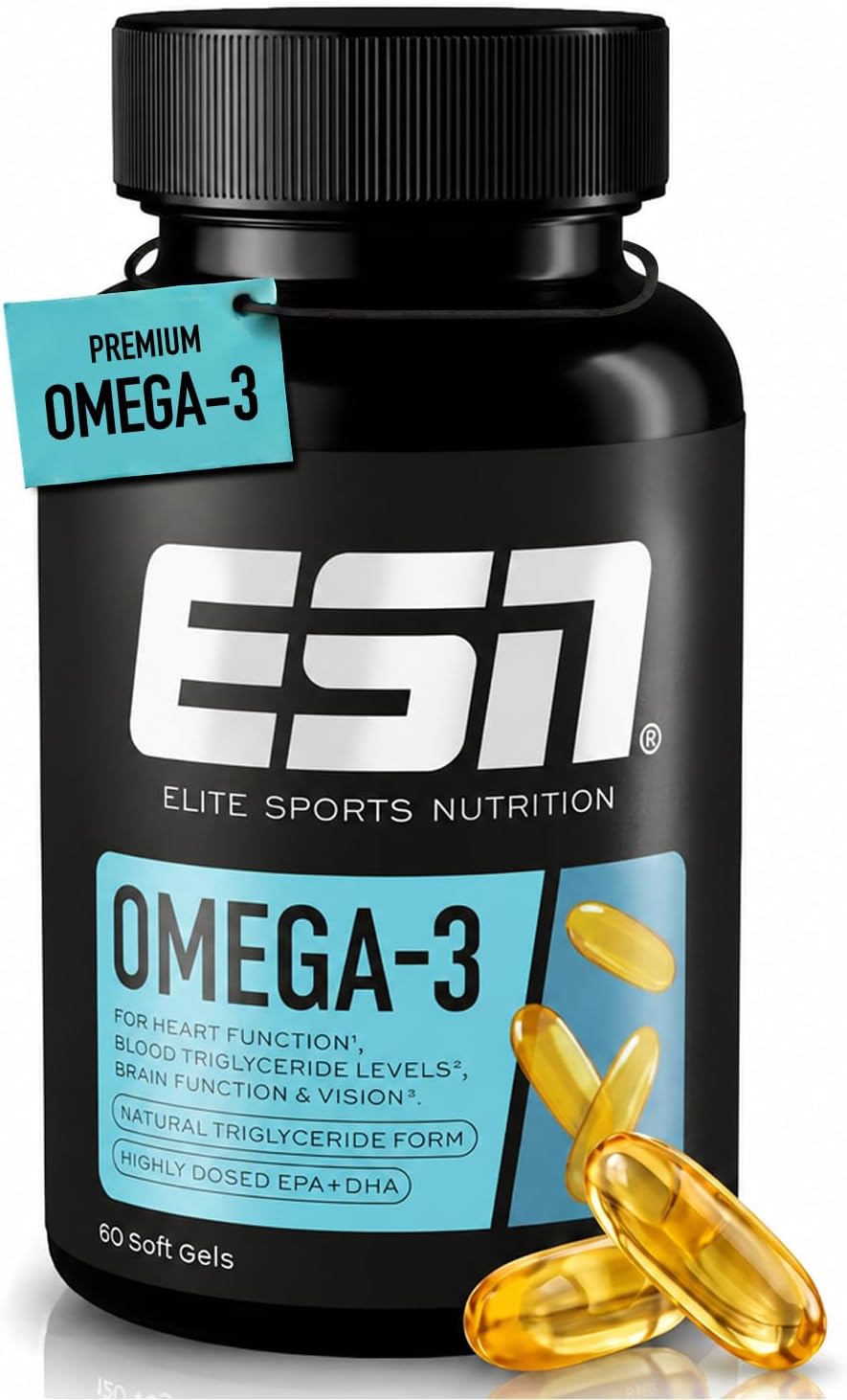 Detalle de ESN Omega-3 – hochdosiertes Fischöl mit 1200 mg EPA & 900 mg DHA, 60 Kapseln