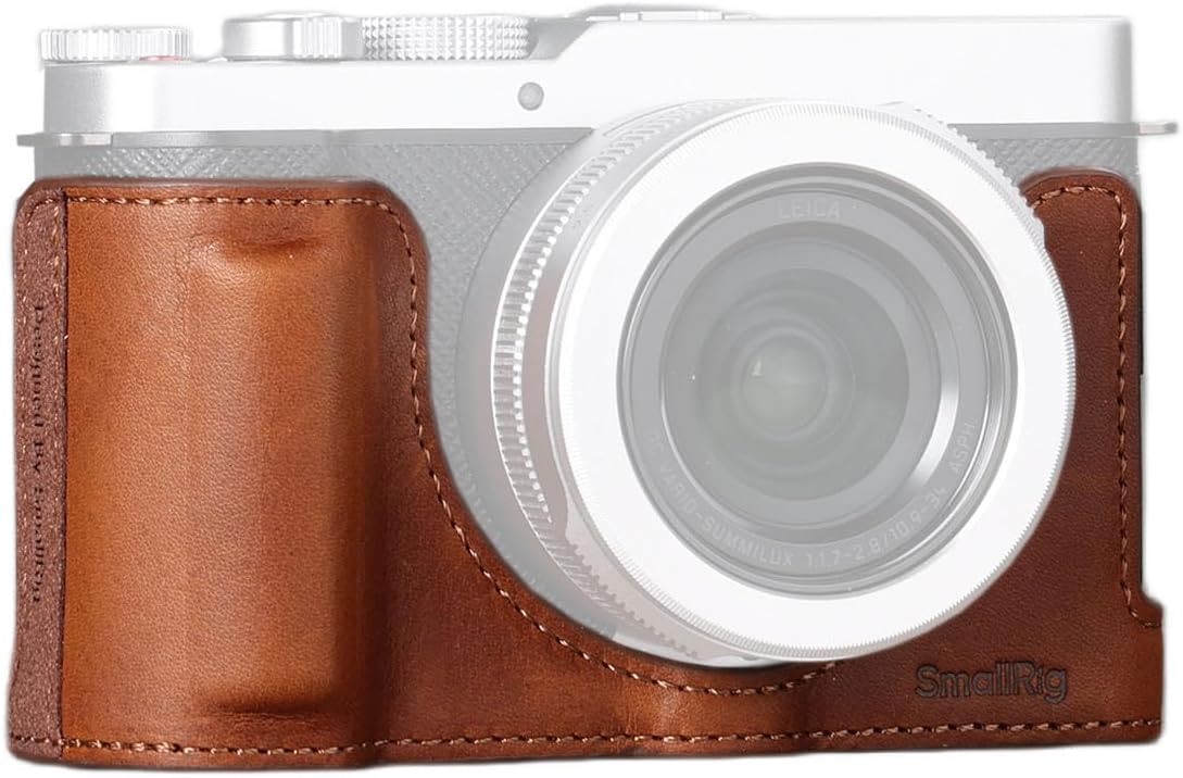 Detalle de SMALLRIG 5699 leren halfcase voor Panasonic LUMIX L10 met grip, bruin