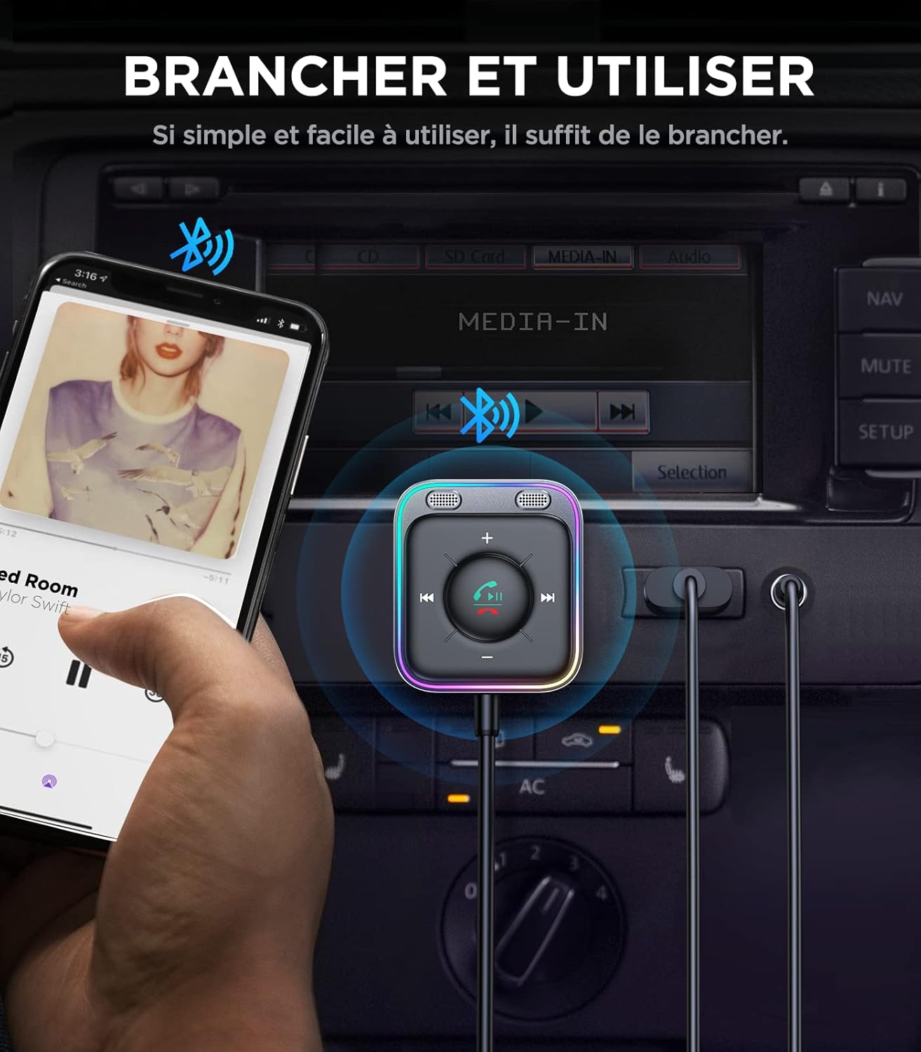 Thumbnail 1 de JOYROOM Adaptateur Bluetooth Jack 3,5 (Bluetooth 5.4) pour voiture et enceinte, double connexion et appels mains libres