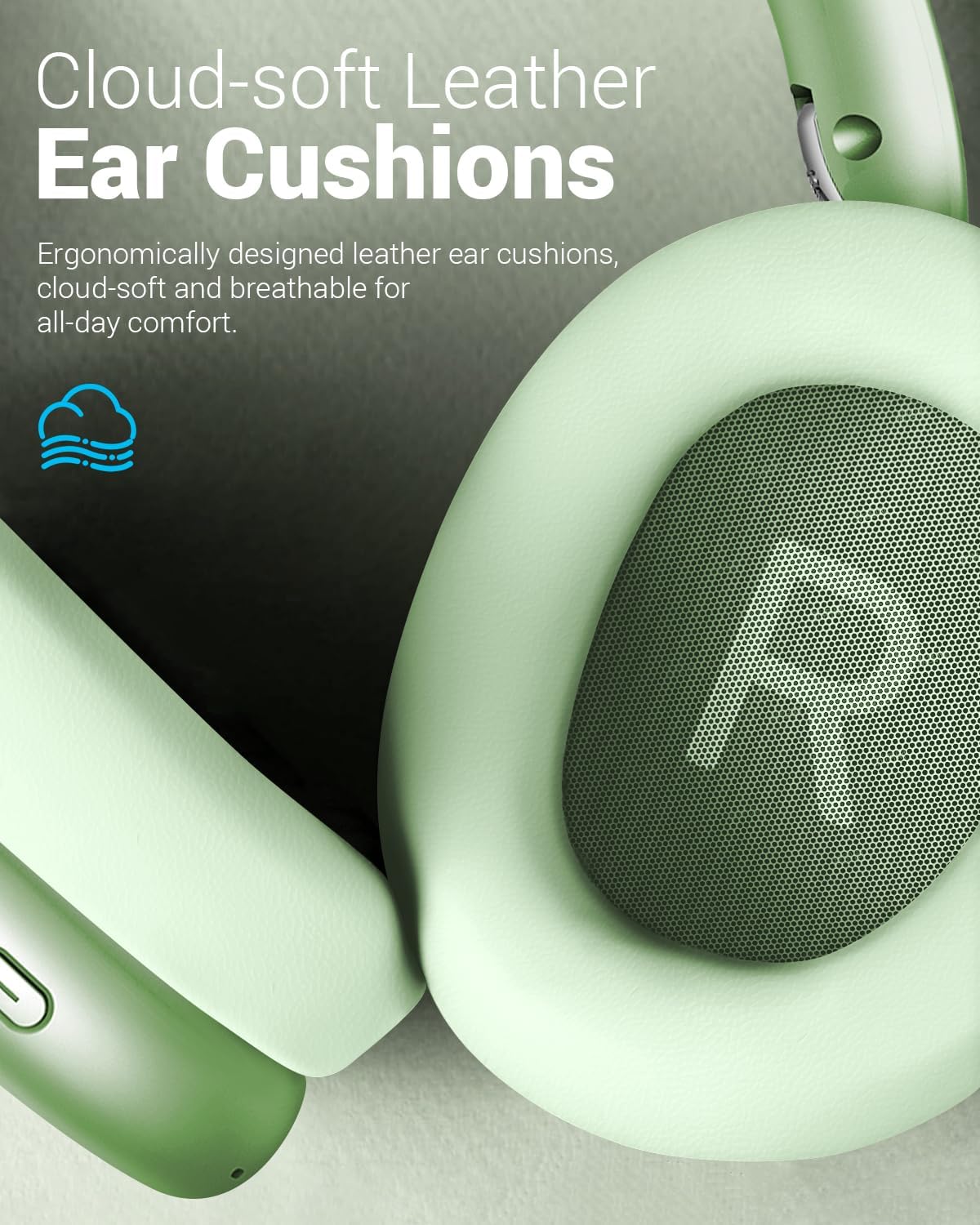 Thumbnail 3 de Wentronic Y01 Wireless Noise Canceling Over-Ear Headphones (Bluetooth 5.3) with Mic, Green