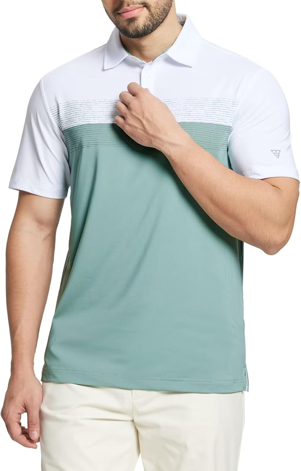Thumbnail 2 de M MAELREG Golf Shirts for Men Dry Fit Performance Chest Print Color Block Polo (Short Sleeve)