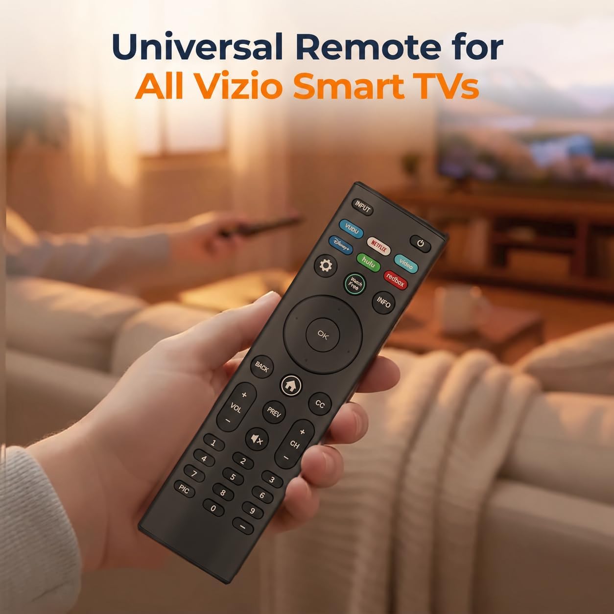 Detalle 1 de Nettech Universal Vizio TV Remote for Smart TVs, Infrared, 40-Foot Range