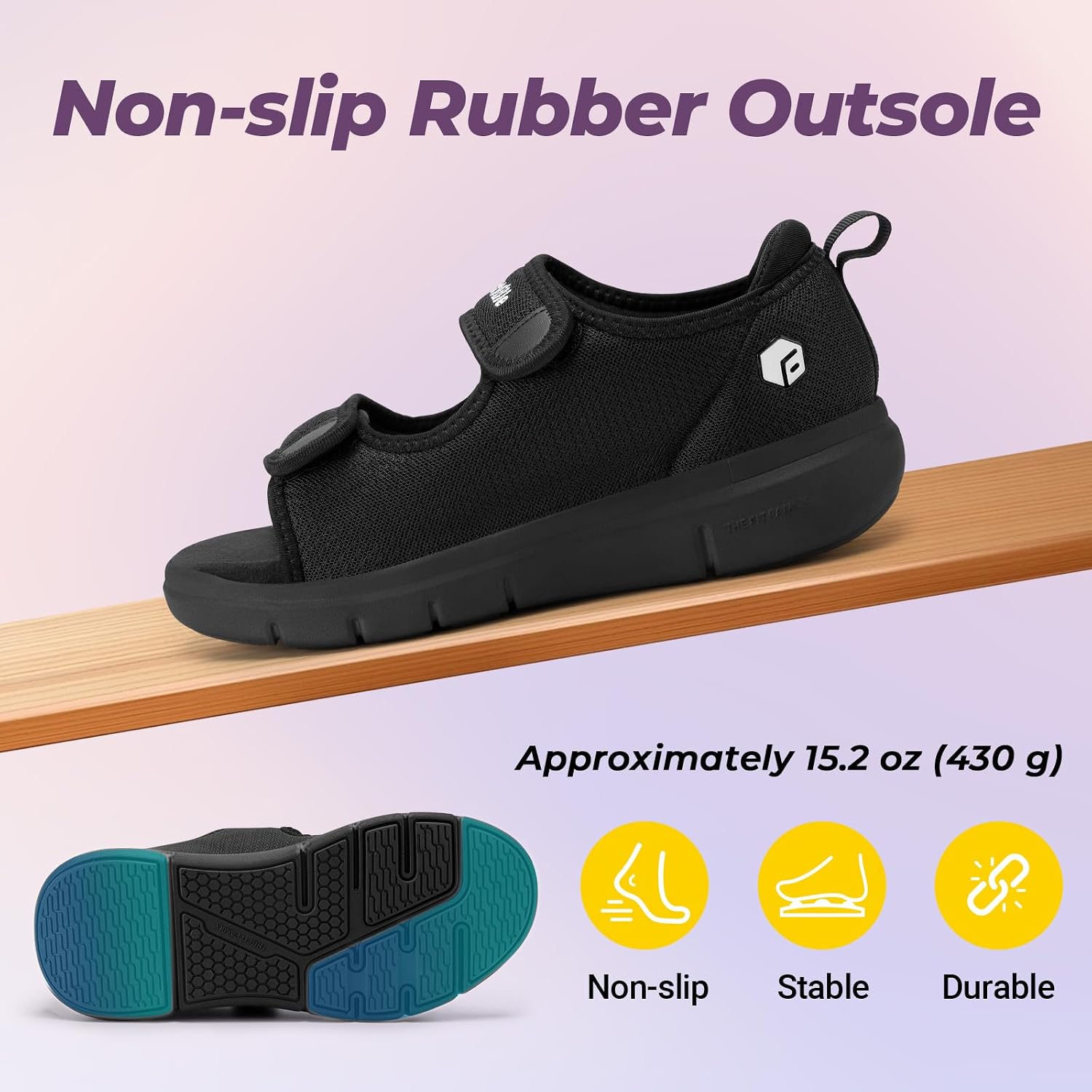 Detalle de FitVille Women's Wide Fit Open Toe Diabetic Sandals: Adjustable, Cushioned Footwear for Swollen Feet