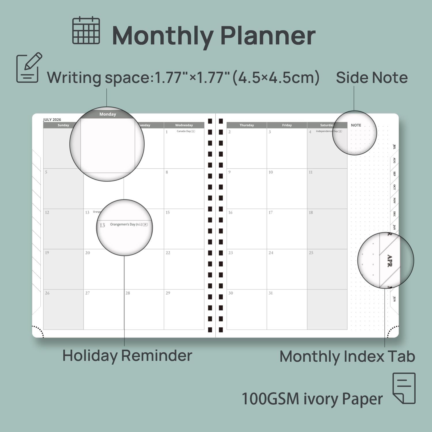 Detalle 2 de POPRUN Weekly Planner 2026-2027, 8.5" x 10.5", Hourly Layout, Lavender