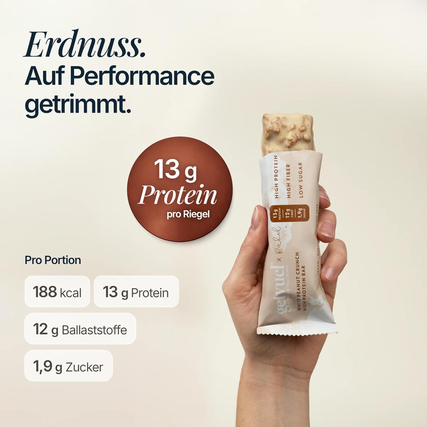 Detalle de getvuel High Protein Riegel White Peanut Crunch – 12×50 g