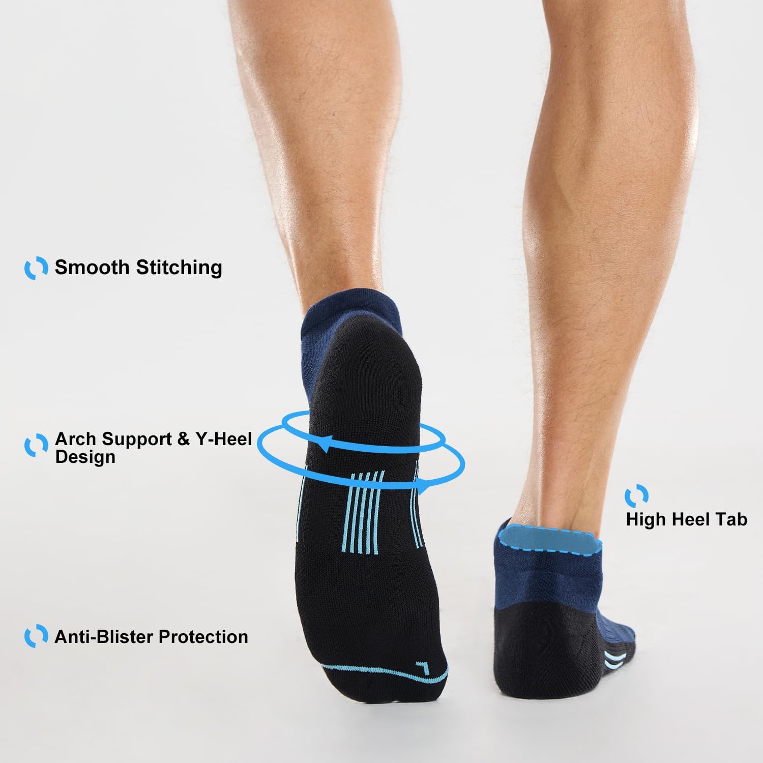 Detalle de FITRELL Men's 6 Pack Ankle Running Socks: Cushioned, Low-Cut Comfort for Everyday Runs