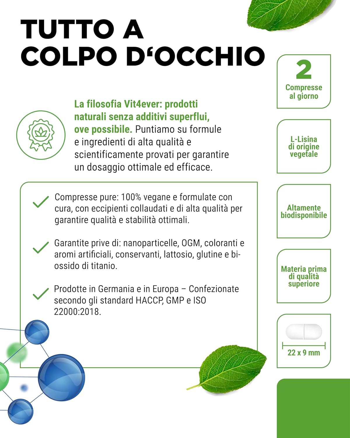 Thumbnail 3 de Vit4ever L-Lisina 365 Compresse: alto dosaggio 2000 mg/giorno, vegano e senza additivi
