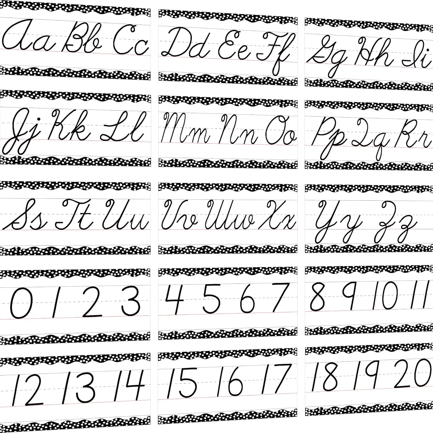 Thumbnail 1 de 15 Pieces Cursive Alphabet Line Classroom Wall Strips 📚