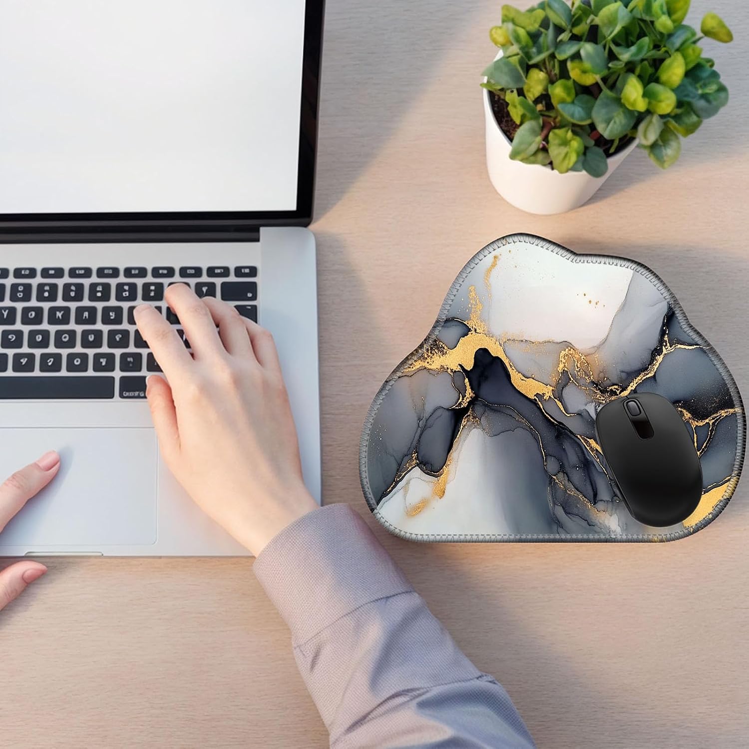 Detalle 2 de FGDRFGRW MK-YXSBD-2025 FBA-26 Irregular Mouse Pad, Black Gold Marble