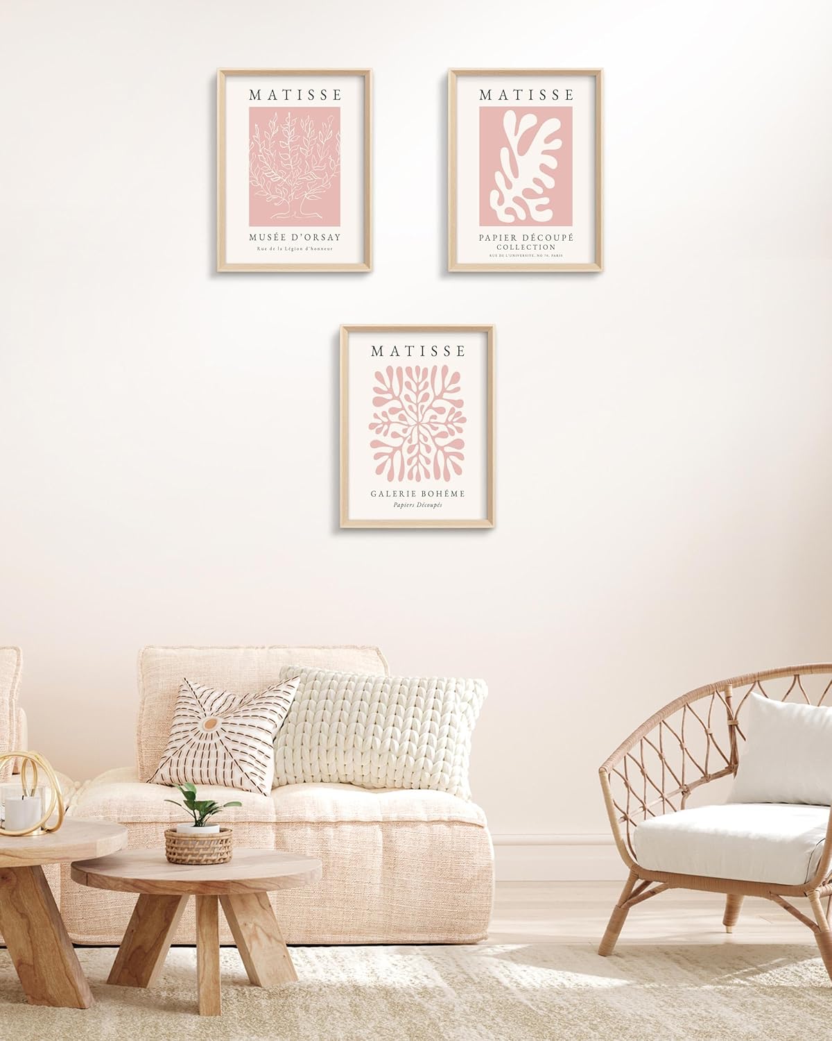 Thumbnail 3 de HesenDot Matisse Wandbilder Set 30x40cm – Rosa Abstrakt im 3er-Set mit Holzrahmen