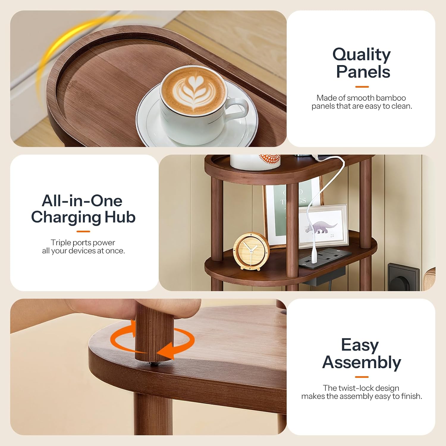 Thumbnail 6 de HOOBRO Narrow Side Table with Charging Station (EMA178KBZ01)