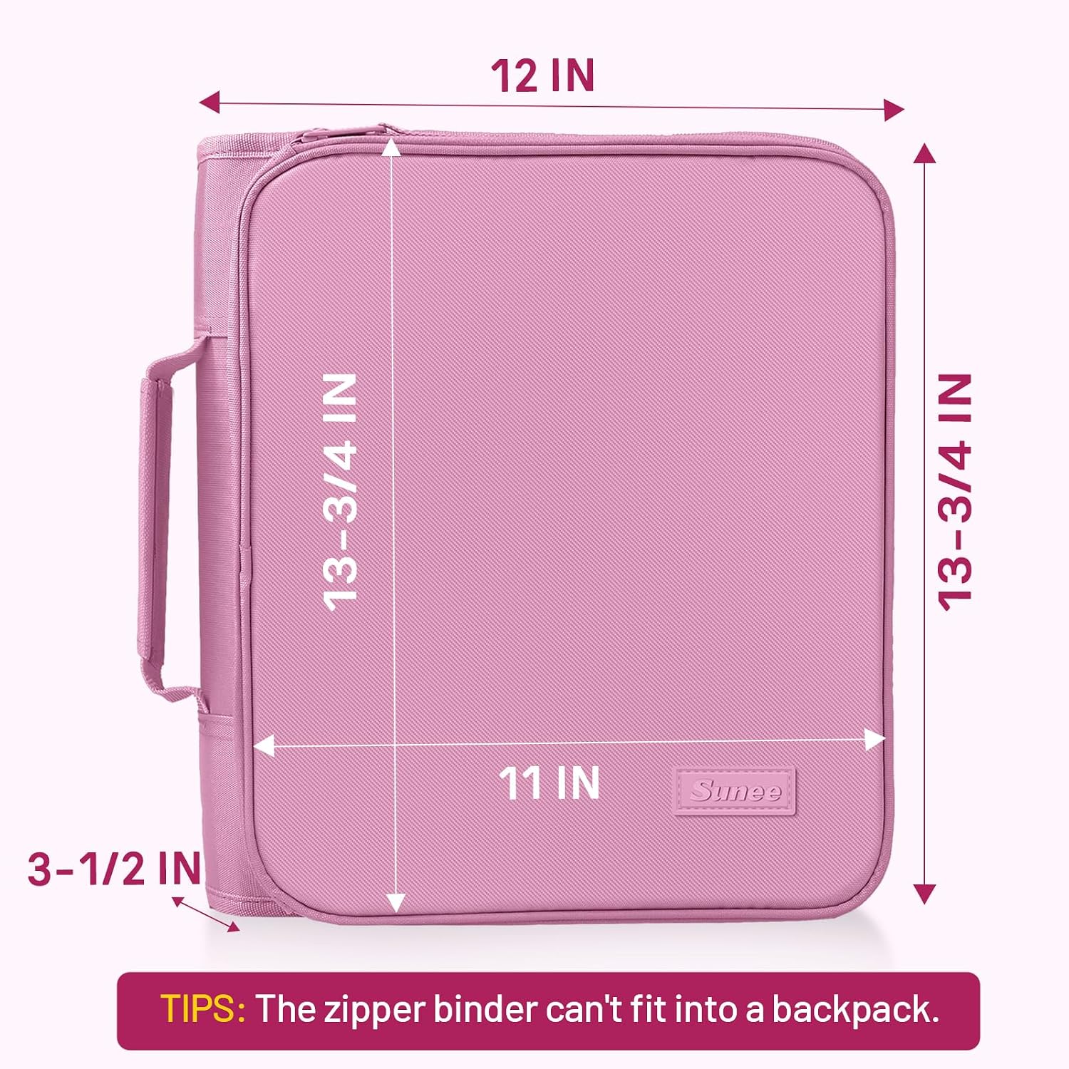 Detalle de SUNEE Zippered Binder Bag, 2-Inch O-Rings, 5-Tab File, Grape Purple