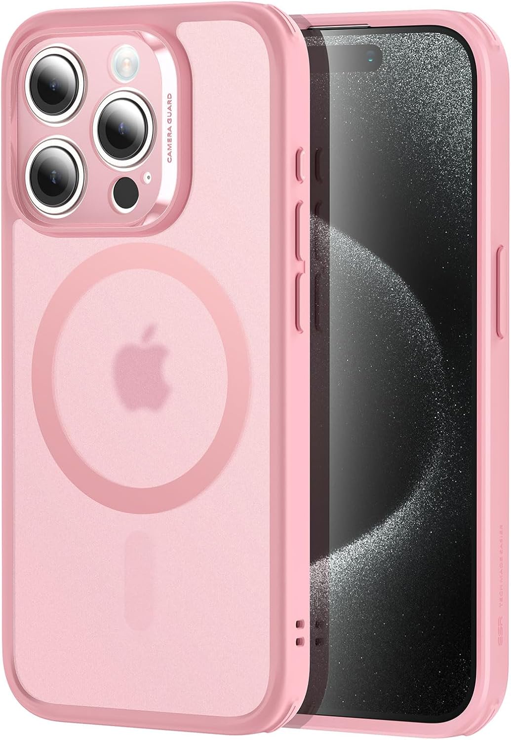 Detalle de ESR Set di Cover per iPhone 15 Pro (5 in 1) – rosa, protezione completa e MagSafe