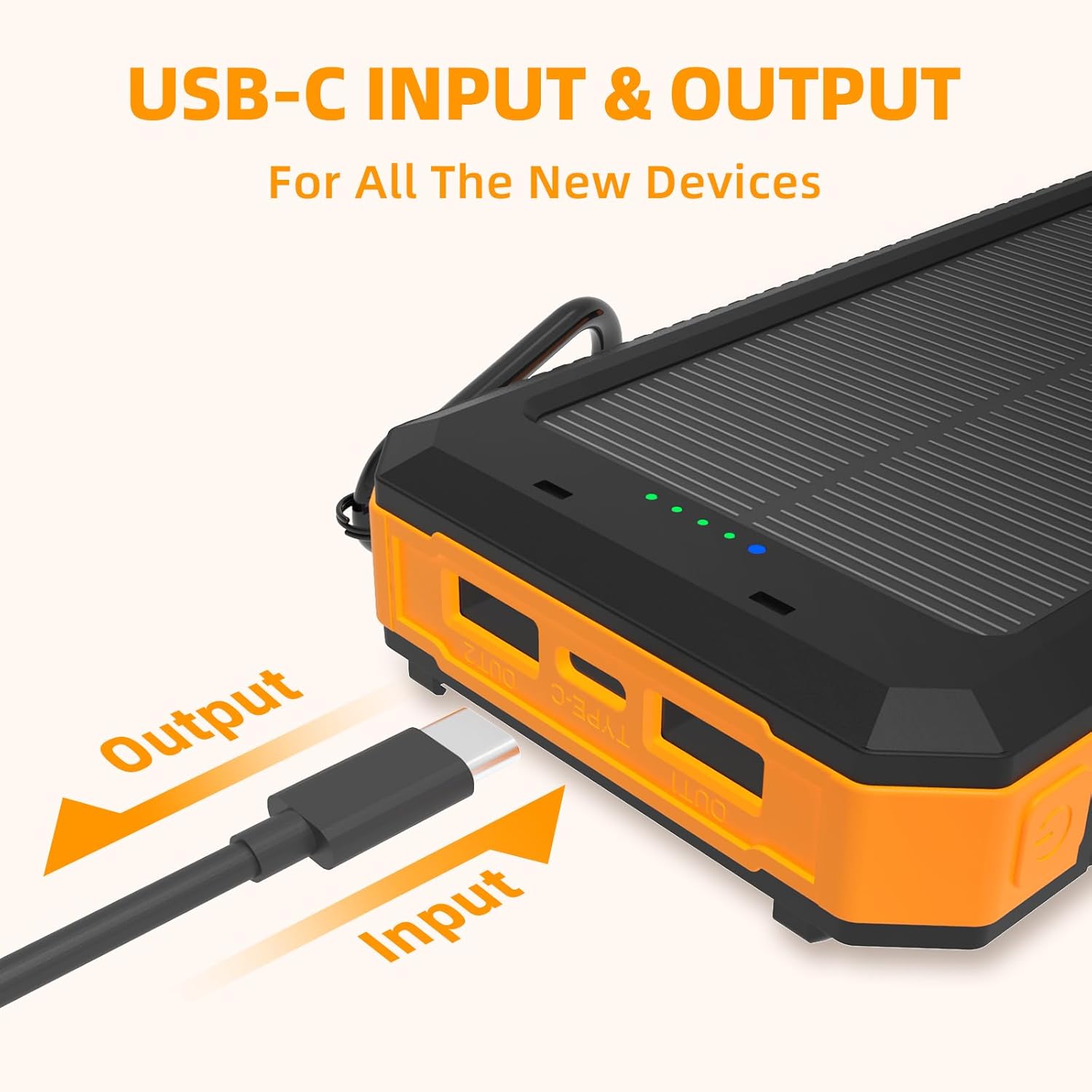 Thumbnail 4 de YELOMIN 20,000mAh Solar Power Bank with Built-In Cables and Flashlights