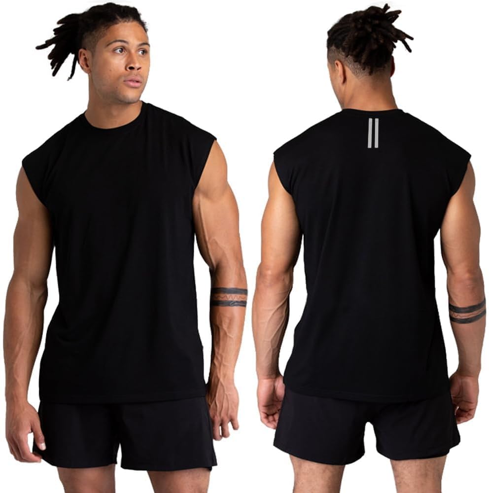 Detalle de Holure Cotton Gym Tank Tops Pack (1, 3 or 5) – Sleeveless Training Tees for Men