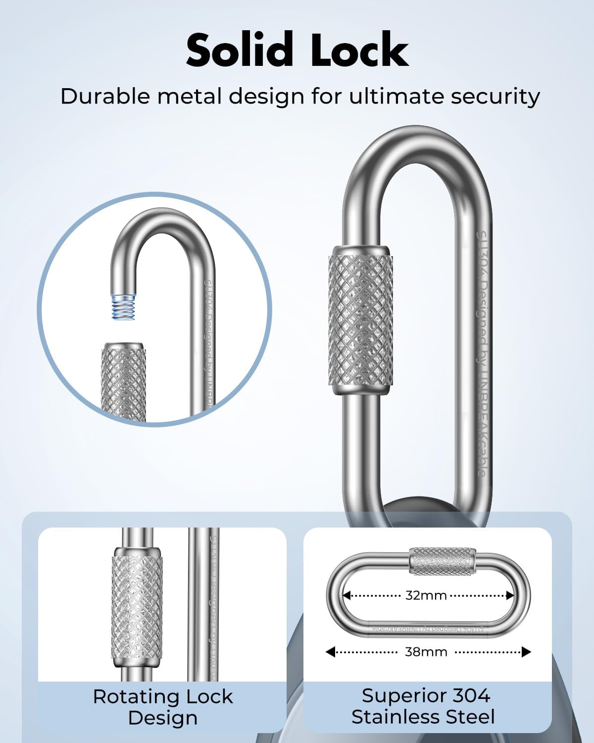 Thumbnail 6 de UNBREAKcable AirTag Holder (4-Pack) with Locking Carabiner for Apple AirTag — TPU Case for Keys, Pets, Luggage