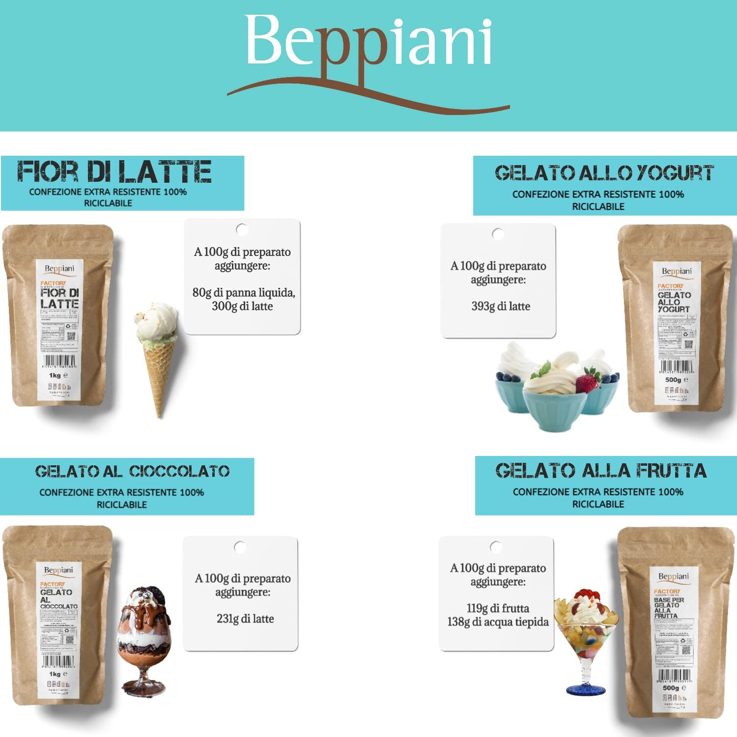 Thumbnail 2 de Preparato per gelato Beppiani – Set Tutti i Gusti, rapporto qualità-professionalità per casa e attività