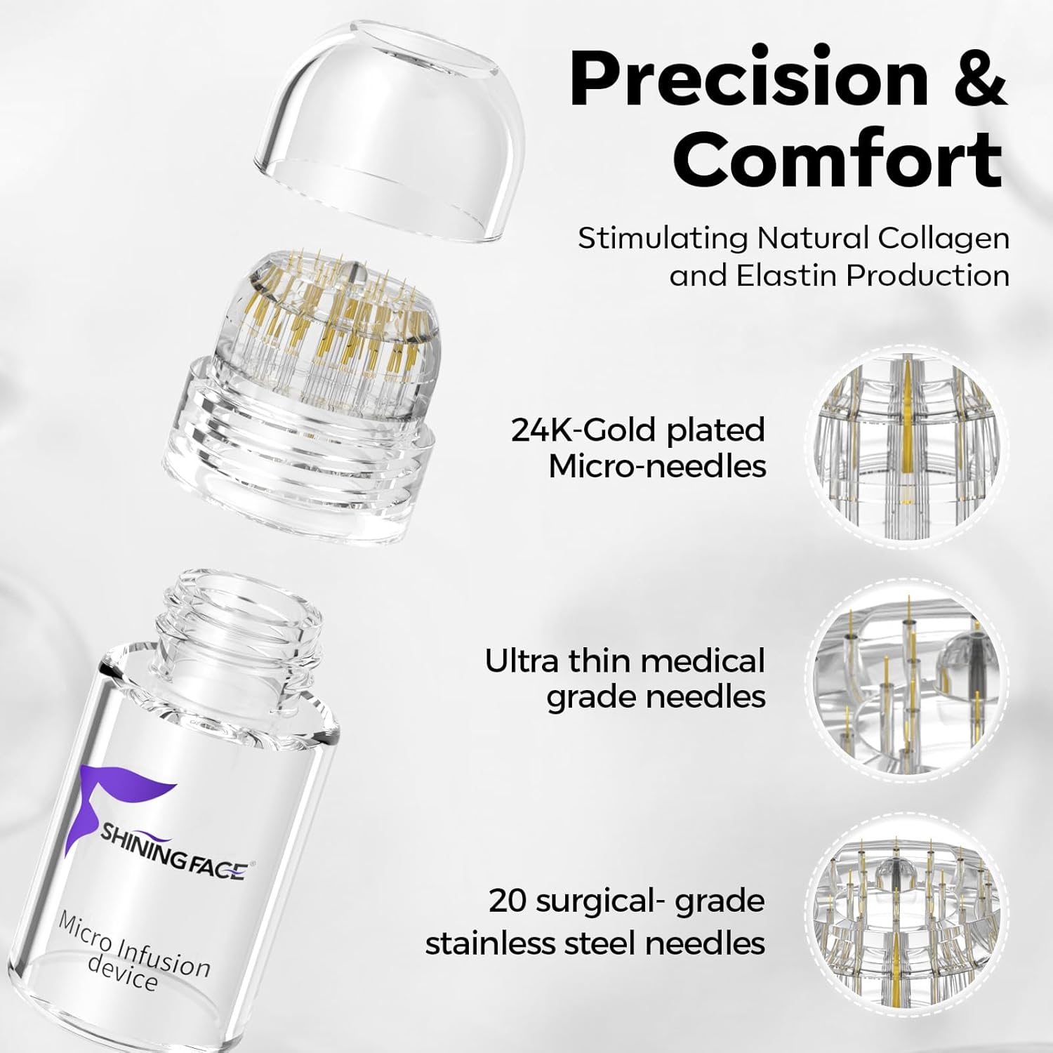 Thumbnail 1 de SHINING FACE Micro Infusion System for Face & Neck: 3-Month Kit with 0.25mm Stamp and Serum