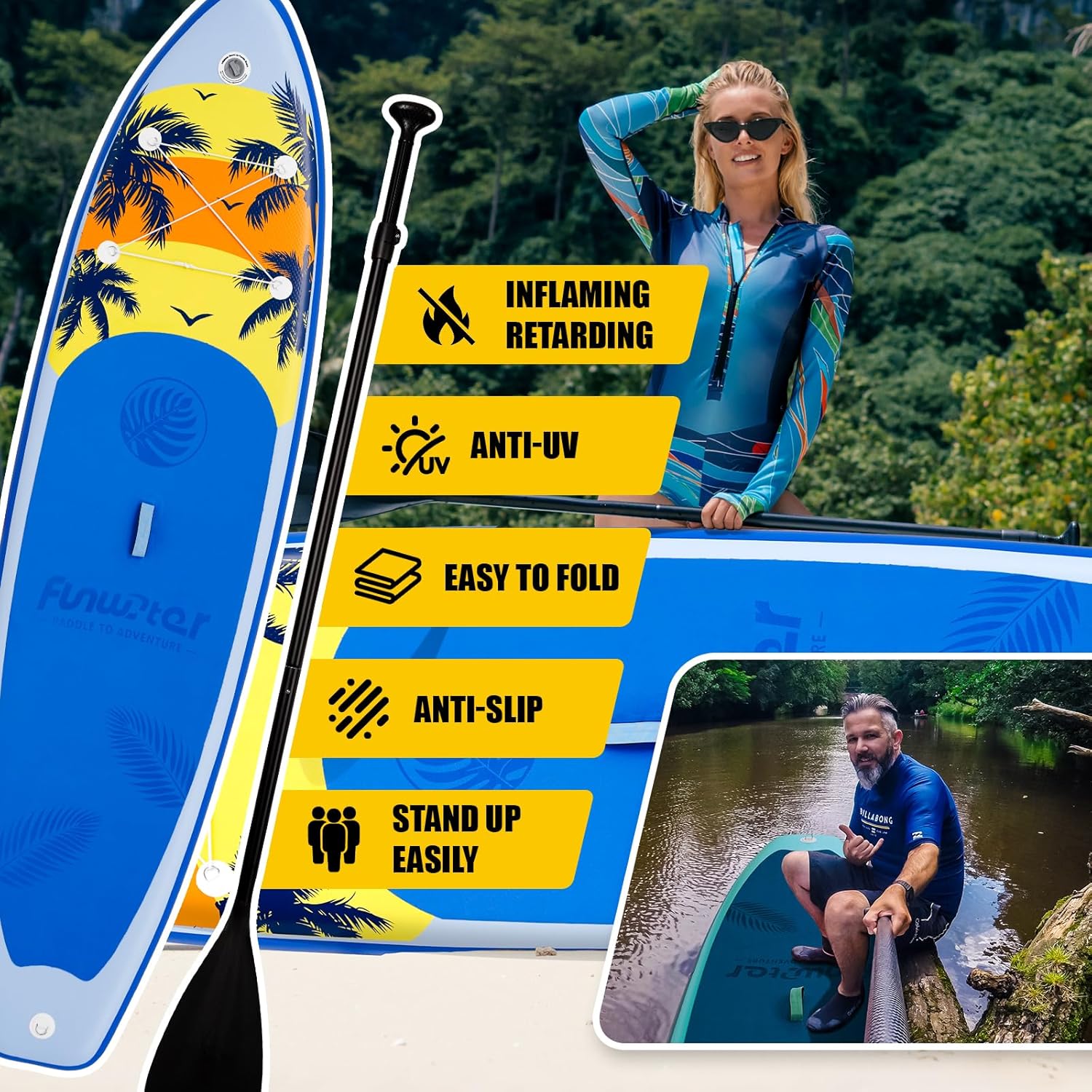 Thumbnail 2 de FunWater Ultra-Light Inflatable Stand Up Paddle Board (SUP) with Accessories for Adults & Youth