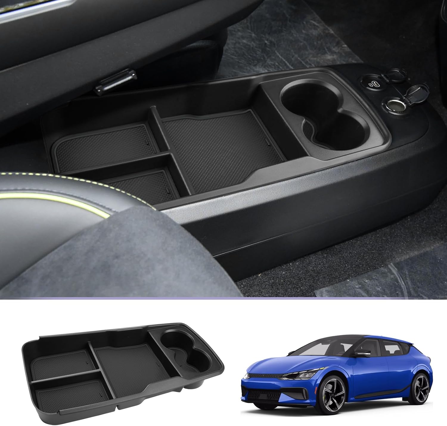 Detalle de LUWU Centre Console Organizer for Kia EV6 (2021-2025) – Lower Console Storage with Cup Holder
