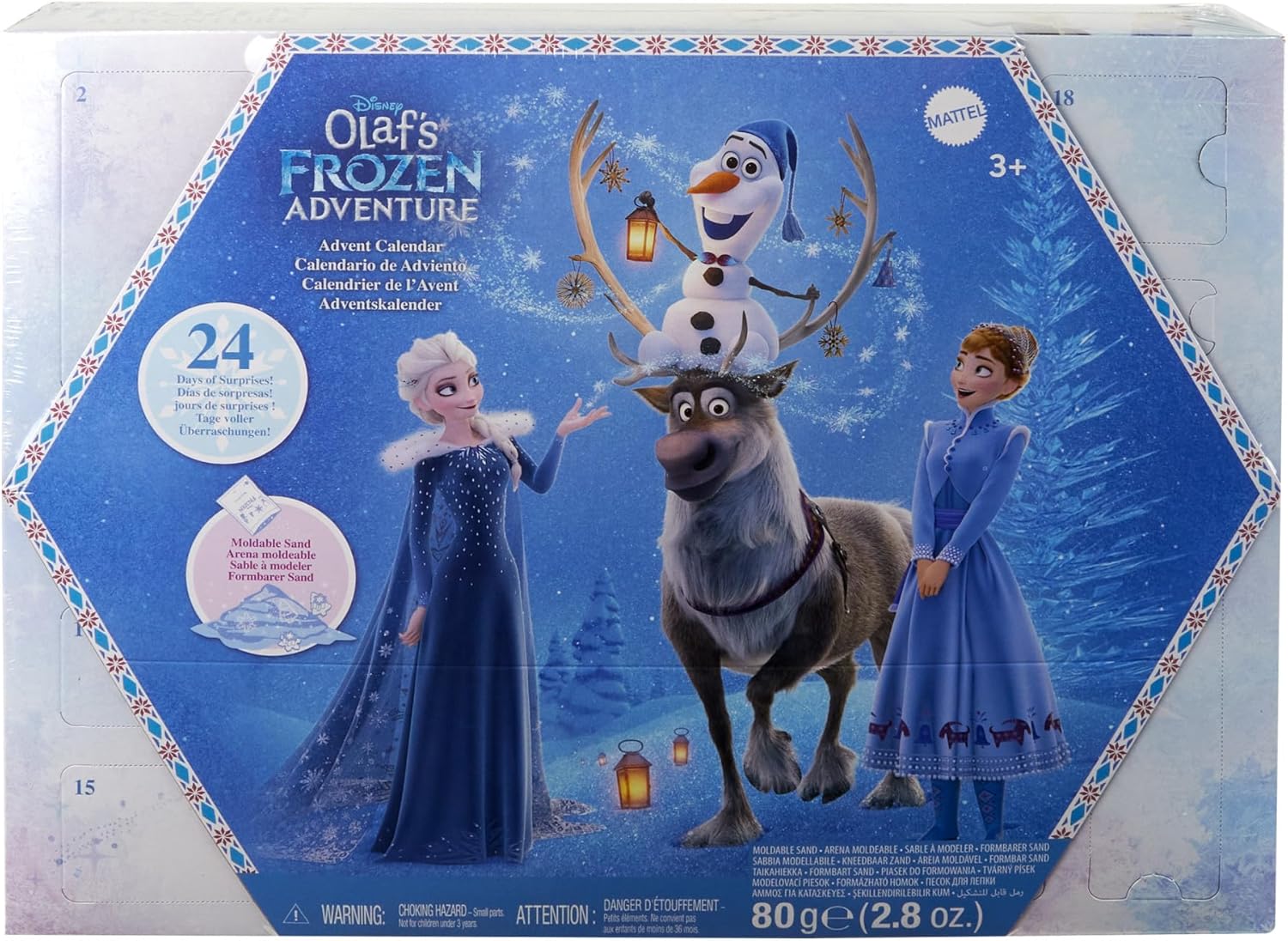 Thumbnail 5 de Mattel Disney Die Eiskönigin Kleine Anna- und Elsa-Puppen Adventskalender (24 Überraschungen) mit Olaf & Sven, formbarem Sand