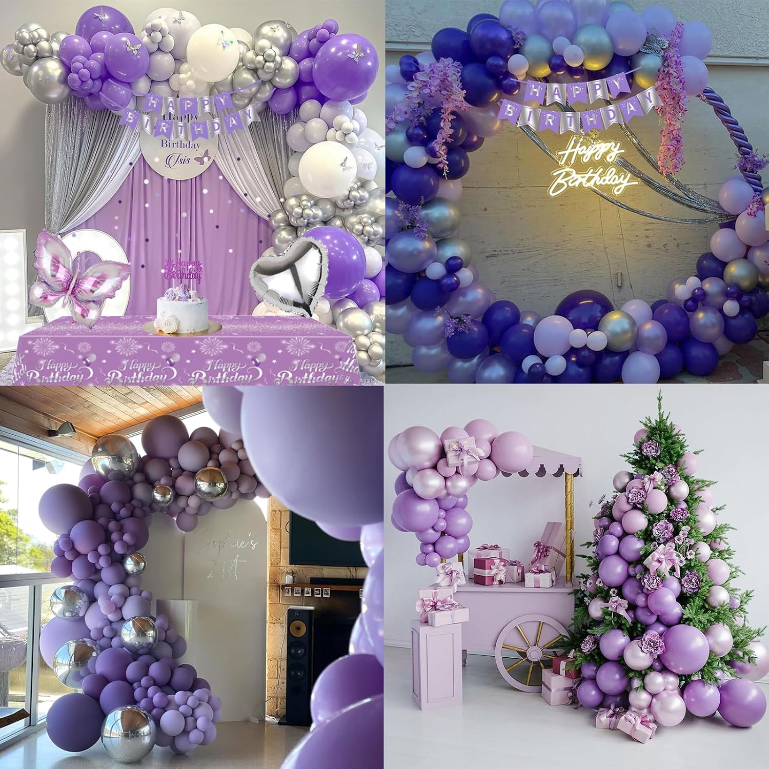 Detalle 2 de Purple Birthday Decorations set