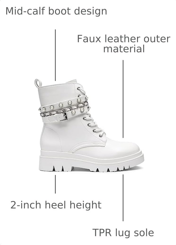 Detalle de DREAM PAIRS Sdab2208w Women's Combat Boots with Chain Accents and Lug Sole