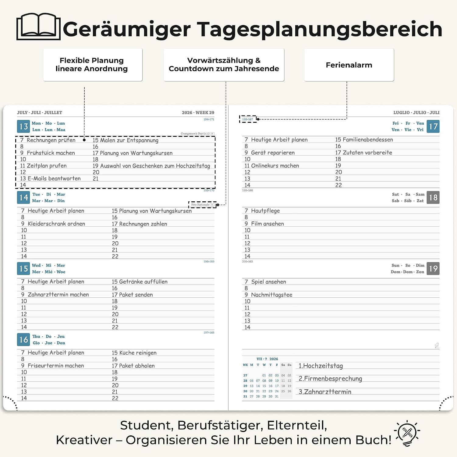 Thumbnail 2 de IN-LUXPRO Kalender 2026/2027 Wochenplaner (18 Monate) A4 Quergrün mit Notizseiten