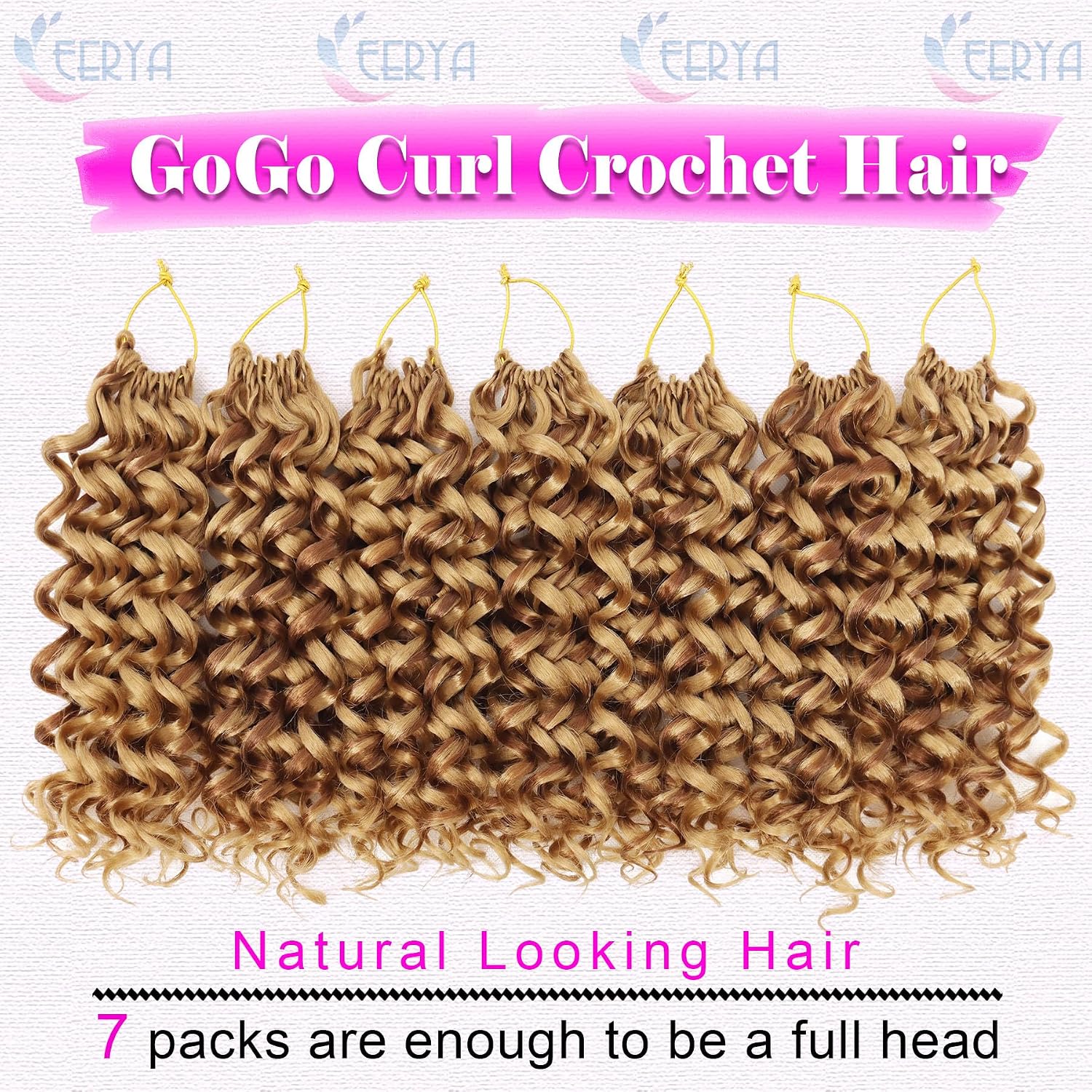 Detalle 2 de 7 Packs GoGo Curl Crochet Hair 10 Inch Short Curly Water Wave Beach Curl for Women – P27/30