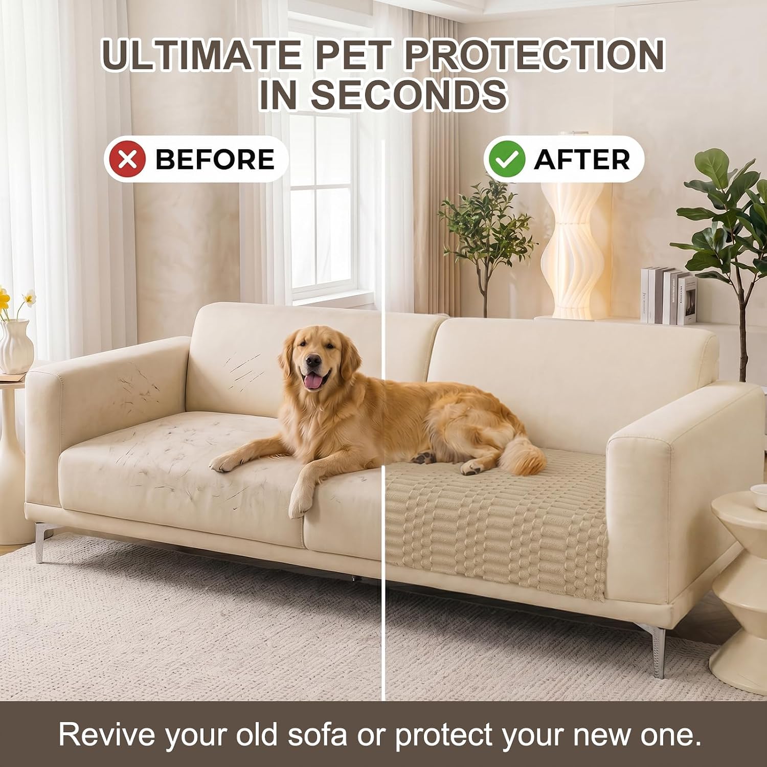 Thumbnail 6 de Smiry FLRCWDZ08 Waterproof Dog Couch Cover, Washable Flannel, Non-Slip