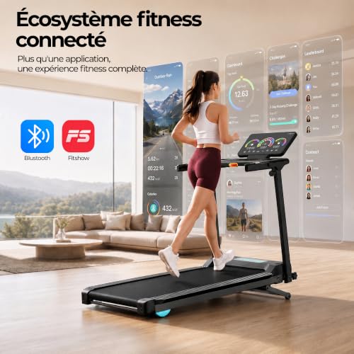 Detalle 2 de Hirvesty Tapis de Course Pliable Inclinable 15% Auto - 12 km/h, Écran Tactile
