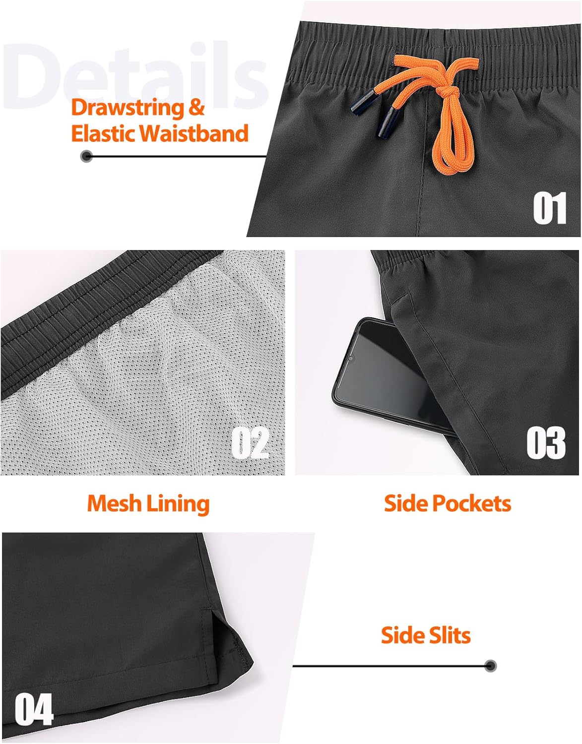 Thumbnail 3 de YUTYTH Men’s Waterproof Quick-Dry Swimming Shorts with Mesh Liner, Pockets & Drawstring