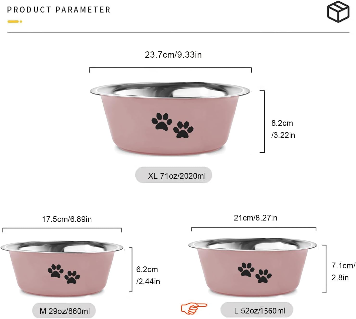 Detalle de YUDANSI stainless steel dog bowls, 1560ml