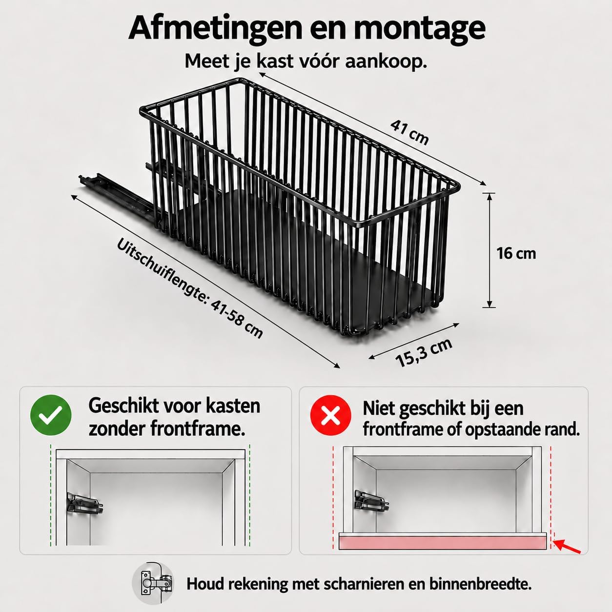 Detalle 2 de KEXIBO KEXIBO-LB uittrekbare kastmanden, 4 stuks van koolstofstaal