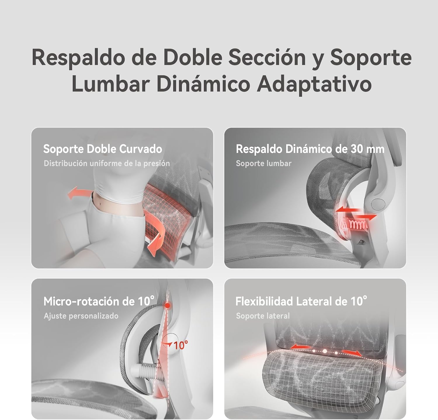 Detalle 2 de SIHOO M59AS sedia da ufficio ergonomica con braccioli 3D ribaltabili e doppio schienale