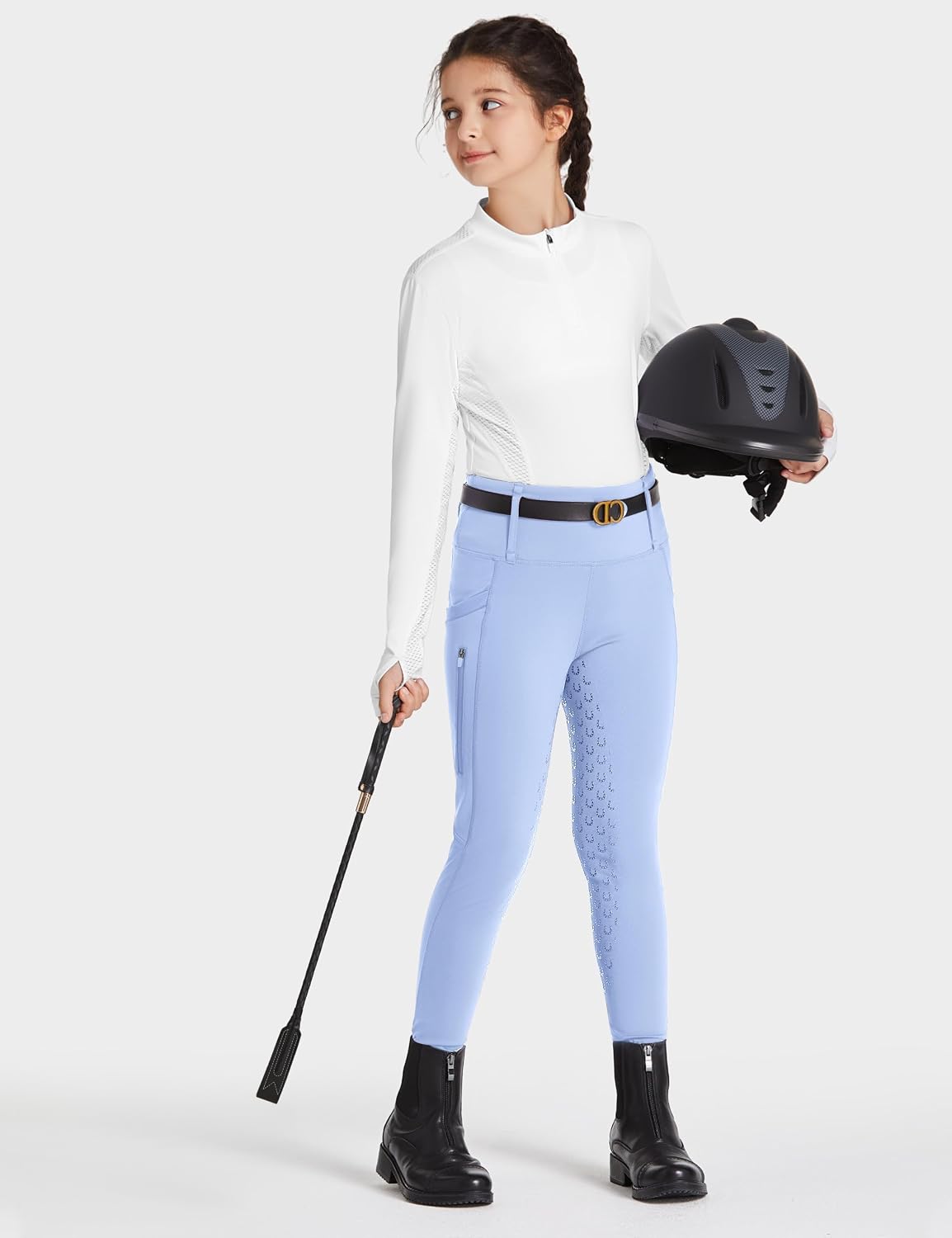 Thumbnail 2 de FitsT4 Sports Girls Full Seat High-Waist Riding Pants with Silicone Grips and Zipper Pocket