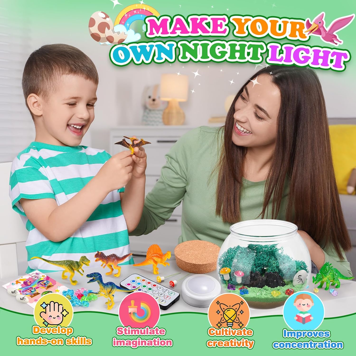 Thumbnail 1 de HappyGoLucky Dinosaur Terrarium Kit for Kids 🧩
