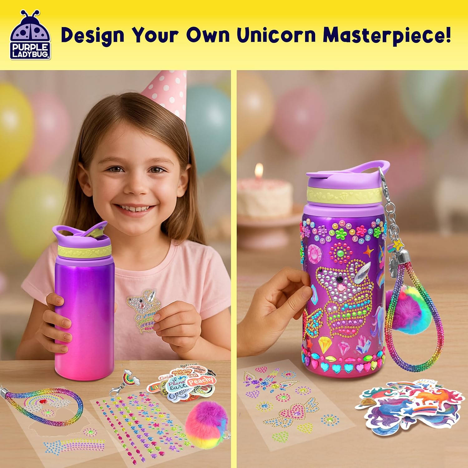 Thumbnail 6 de Purple Ladybug Decorate Your Own Water Bottle