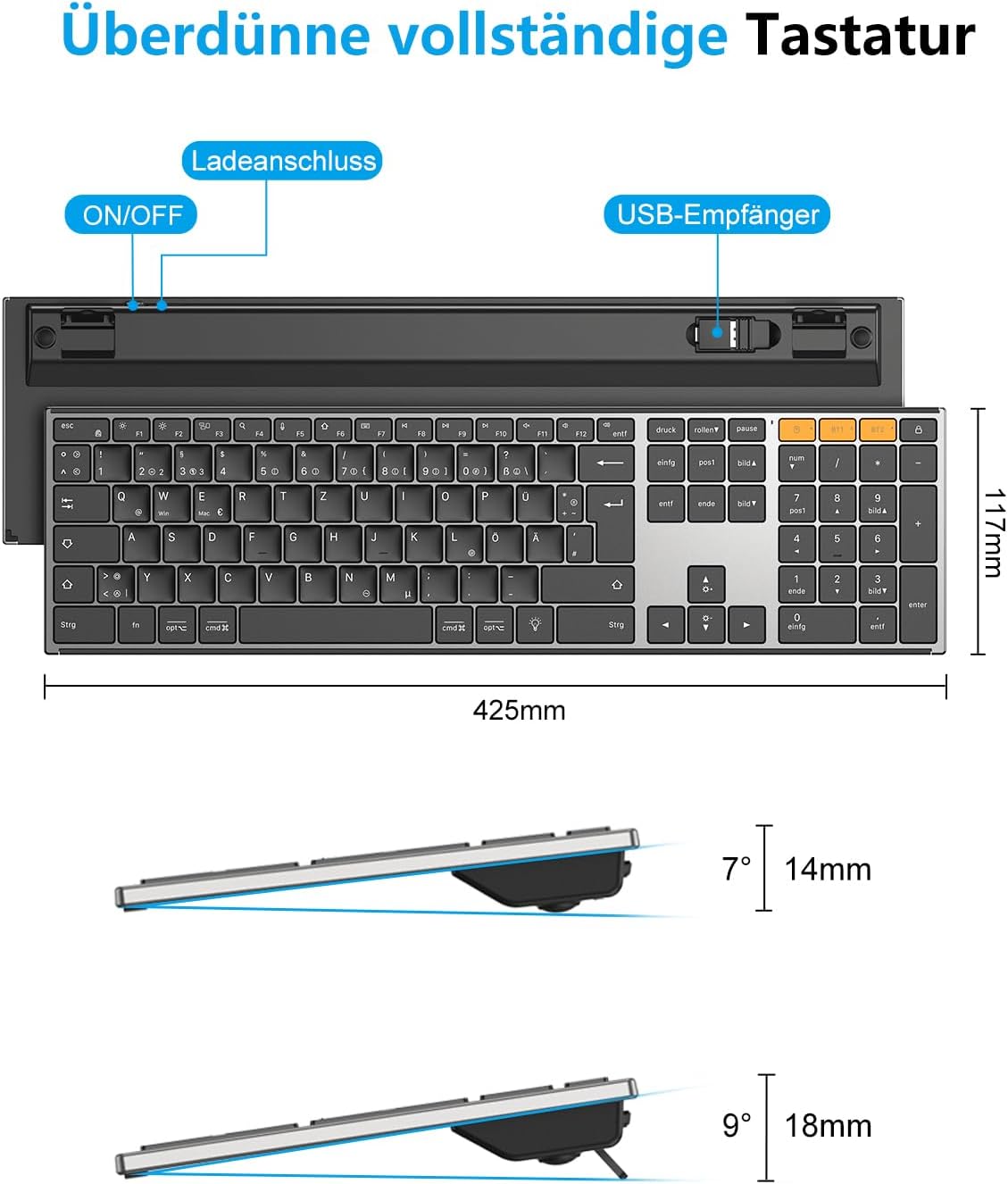 Thumbnail 6 de OMOTON Bluetooth Tastatur Kabellos 1000 mAh ⌨