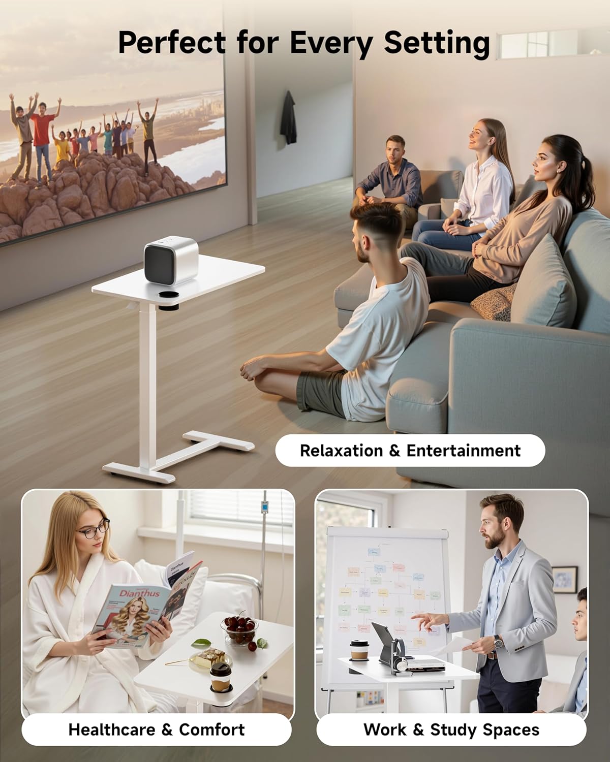 Thumbnail 6 de BIZUM DM5050W2716WO Adjustable Overbed Table, 70cm x 40cm, Pneumatic Lift